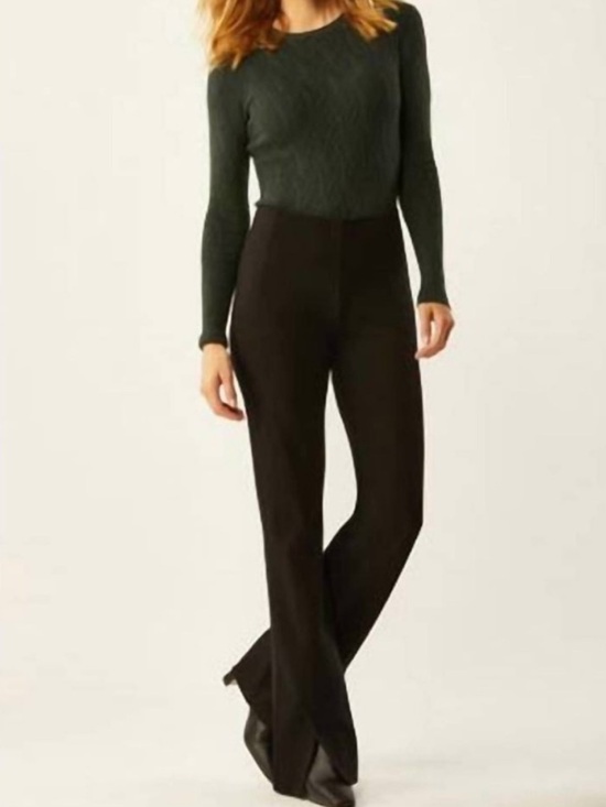 ECRU Pants - ECRU Pull On Black Boot Cut Split Hem Pants